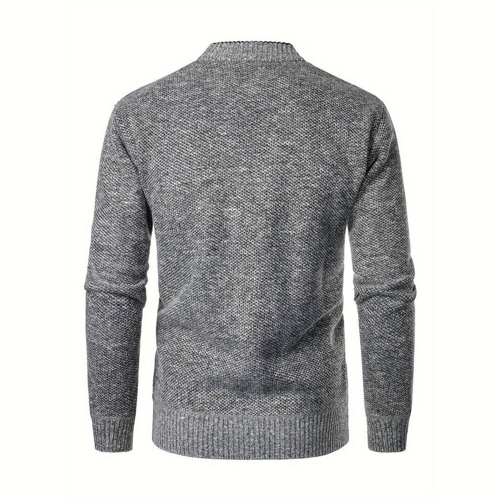 Męski Elegancki Jasnoszary Kardigan z Dekoltem w Serek Casual