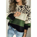 Sweter w panterkę z patchworkowym wzorem
