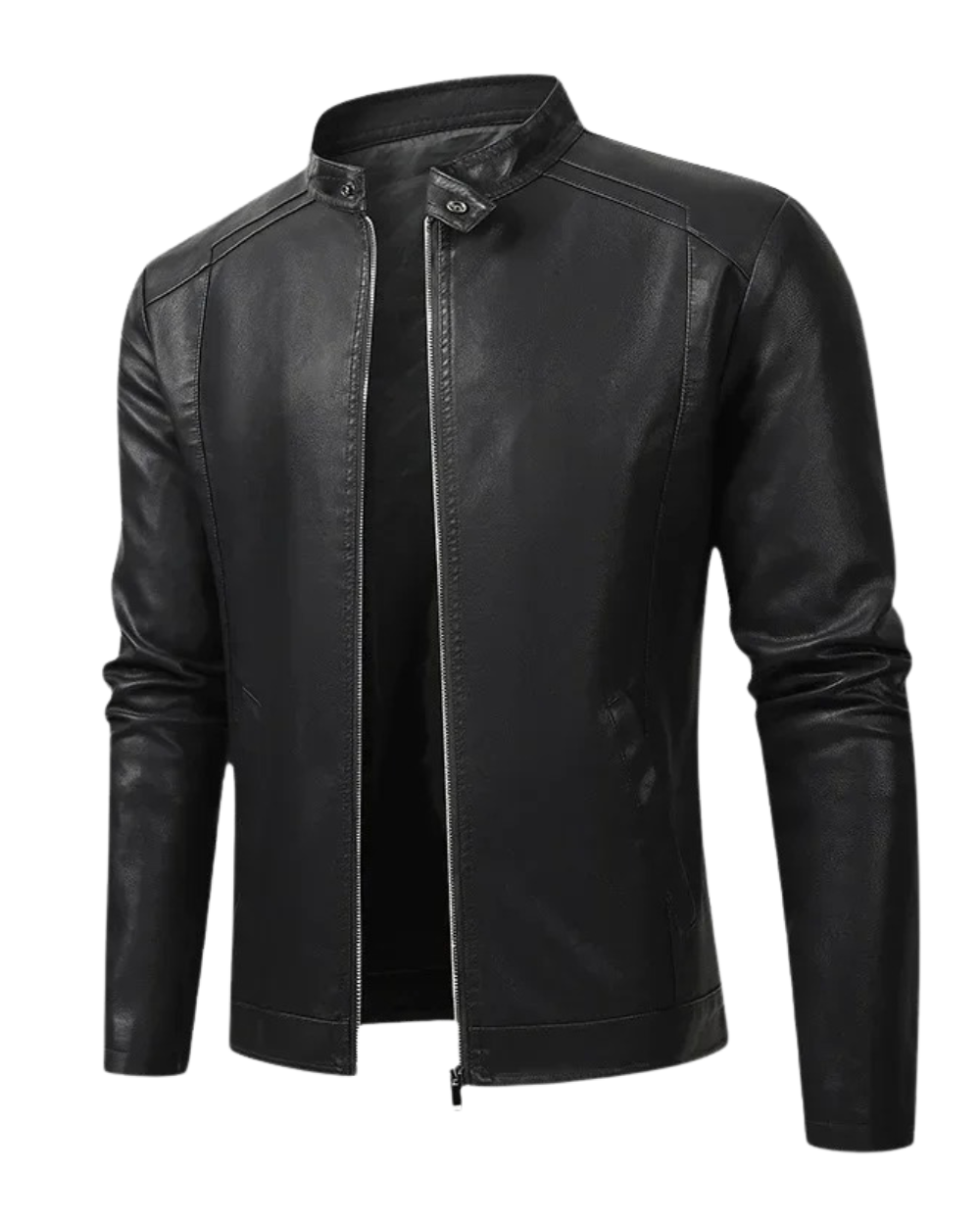Elegancka męska skórzana kurtka motocyklowa