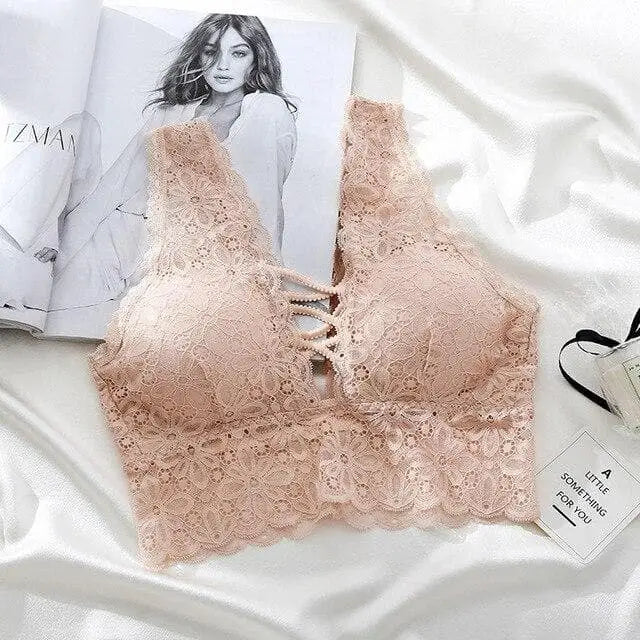 Biustonosz koronkowy bralette gorsetowy przód