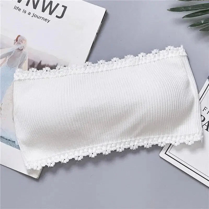 Biustonosz bandeau wykończony falbanką