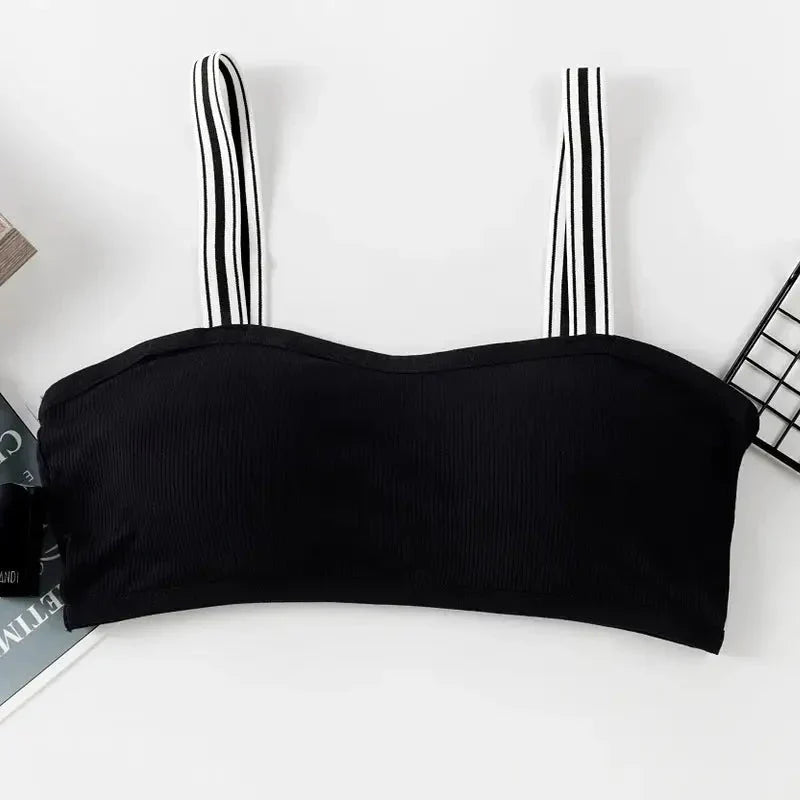 Biustonosz bandeau na wąskich ramiączkach