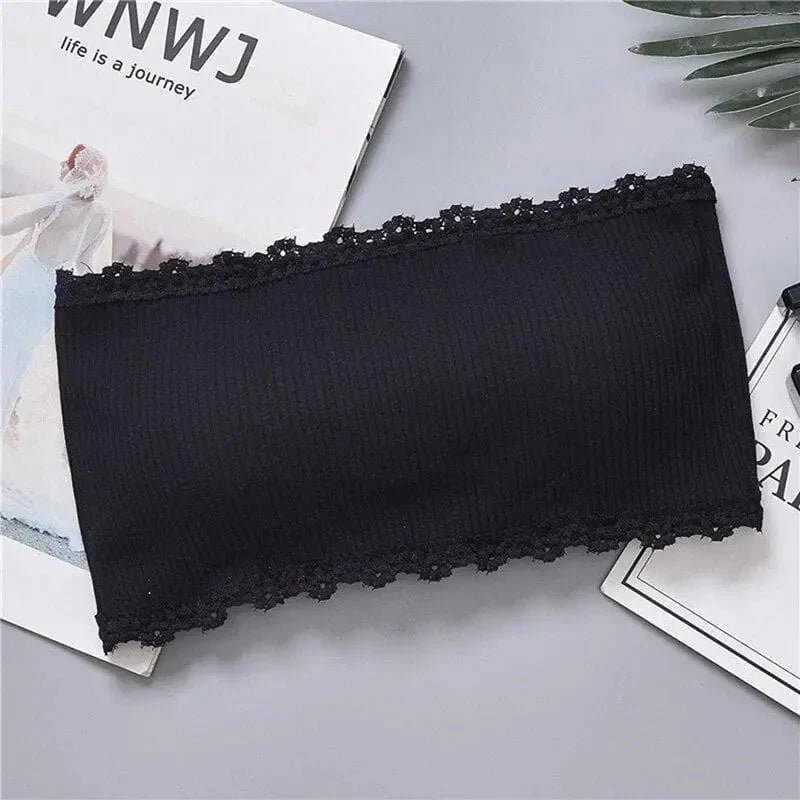 Biustonosz bandeau wykończony falbanką