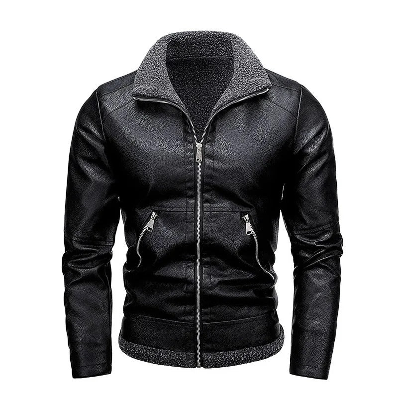 Elegancka Kurtka Skórzana z Fleece